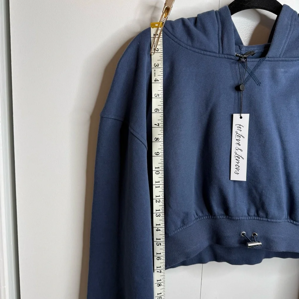 For Live and Lemons Josie Blue Cropped Hoodie Large NWT - Picture 9 of 10